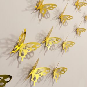 3D Gold Butterfly Premium Mirror Finish for Wall Decor Home & Events