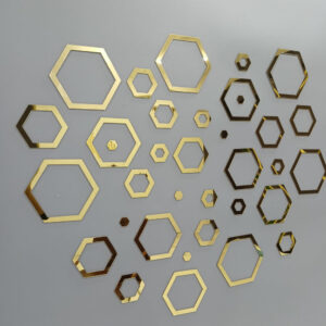 Acrylic Self Adhesive Wall Decor Mirrors Hexa Rings – Modern Hexagon Mirror Wall Art for Home